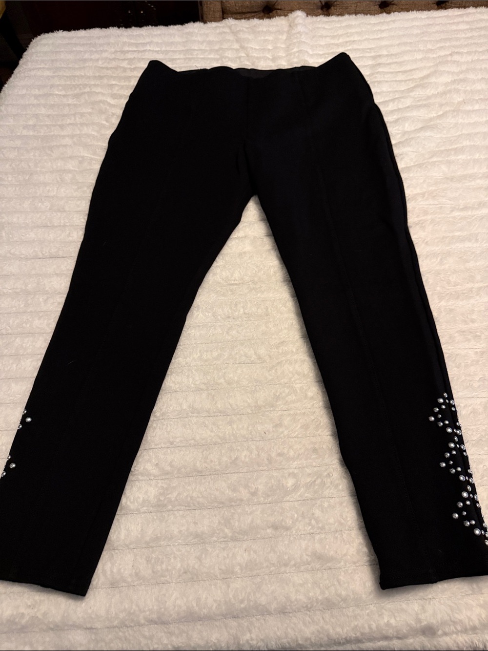Investments Black Skinny Ankle Pants with Pearl Stud Accents